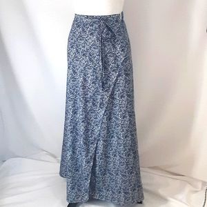 LULU'S Tempest Navy Blue Wrap Maxi Skirt with High Slit